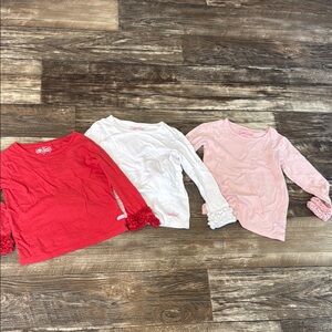 Ruffle Butts Long Sleeve Tees - Red, White, and Pink